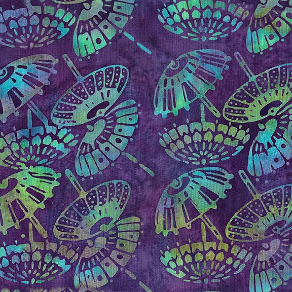 Emperor's Treasures Stack, Island Batik, 10" Precut Purple Green Batik Layer Cake Fabric Squares