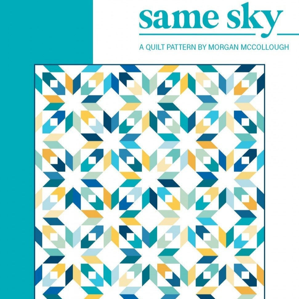 Same Sky Quilt Pattern, Modernly Morgan MM-018, Fat Quarter FQ Scrap Friendly Star Baby Throw Bed Quilt Pattern, Morgan McCollough