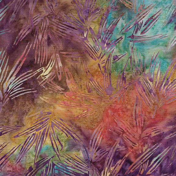 Imperial Mums Stack, Island Batik , 10" Precut Purple Yellow Orange Blue Batik Layer Cake Fabric Squares