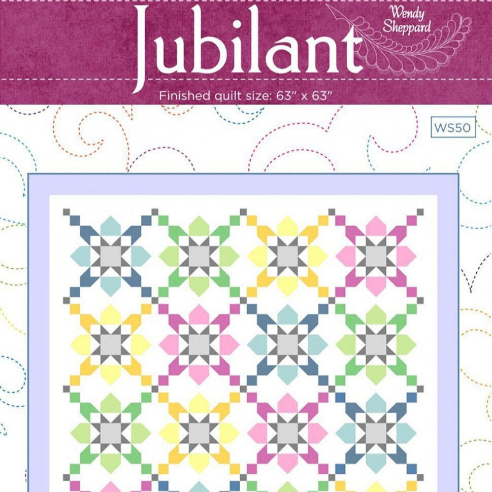Jubilant Quilt Pattern, Wendy Sheppard WS50, Fat Quarter FQ Friendly Pattern, Star Throw Quilt Pattern