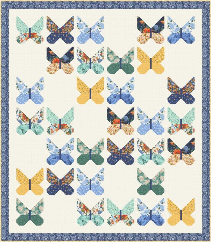 Winging It Butterfly Quilt Pattern, Wendy Sheppard WS49, Fat Quarter FQ Scrap Friendly Butterflies Lap Throw Quilt Pattern