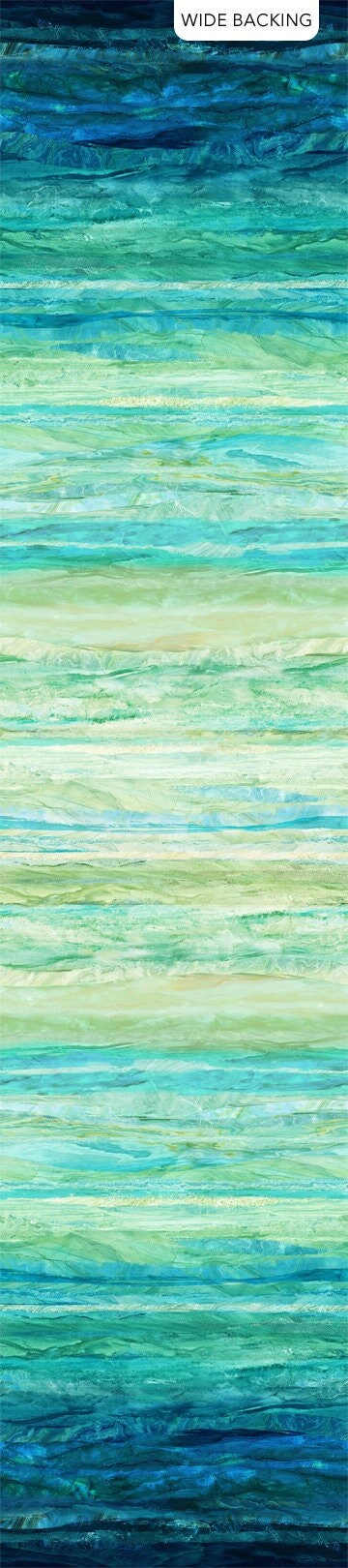 Vitamin Sea - 108" Turquoise Green Tonal Ombre Stripe Wide Back Fabric, Northcott B25417-66, Ombre Wide Quilt Backing Fabric, By the Yard