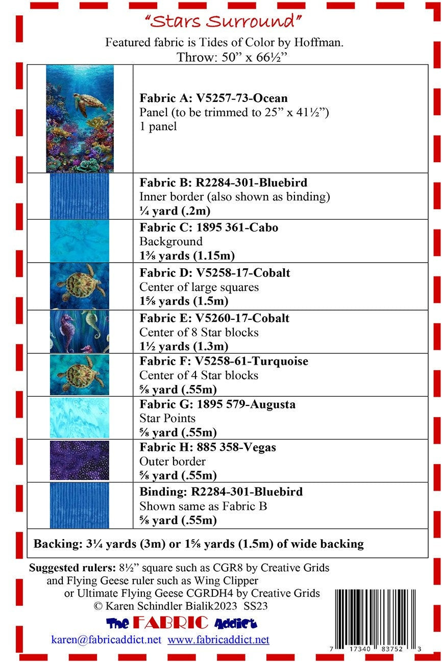 Stars Surround Quilt Pattern, The Fabric Addict SS23, Yardage Panel Friendly, Star Panel Frame Throw Quilt Pattern, Karen Schindler Bialik