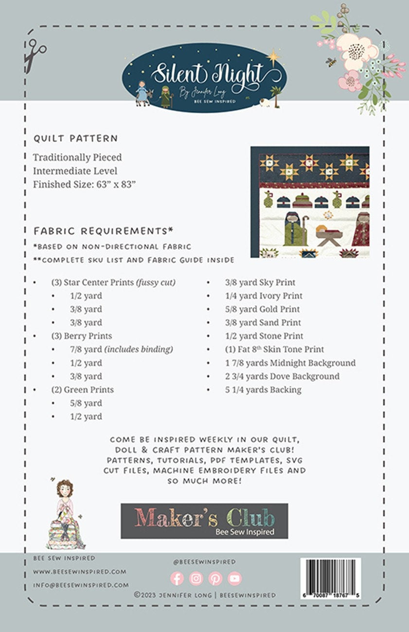 The Greatest Gift Nativity Quilt Pattern, Bee Sew Inspired P177-GREATESTGIFT, Yardage Friendly Christmas Xmas Nativity Throw Quilt Pattern