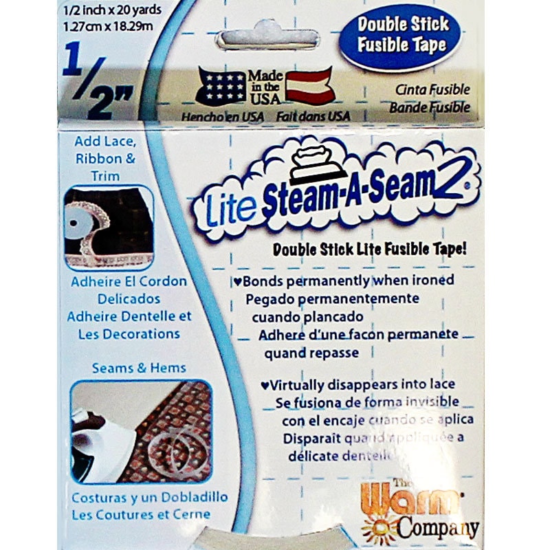 Lite Steam A Seam 2, 1/2" Fusible Tape, Double Stick Fusible Tape, Half Inch Iron on Fusible Web Tape, Steam A Seam 1/2"