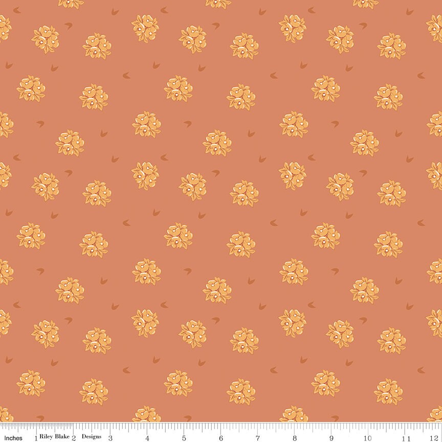 Petal Song 21 Piece Fat Quarter Bundle, Riley Blake FQ-13710-21, Mauve Gold Burgundy Floral Cotton Quilt Fabric, 18 x 22 Fabric Cuts