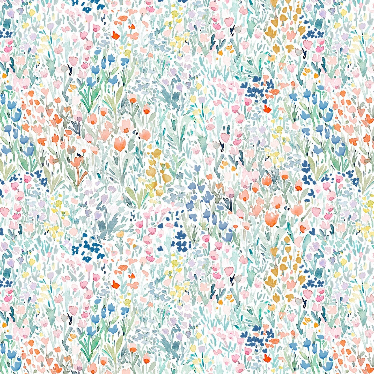 108" Extra Wide Quilt Backs - White Jardin Watercolor Floral Wide Quilt Back Fabric, Dear Stella XST-DCJ2571 WHITE, By the Yard