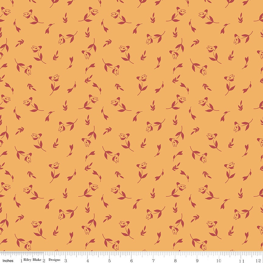 Petal Song 21 Piece Fat Quarter Bundle, Riley Blake FQ-13710-21, Mauve Gold Burgundy Floral Cotton Quilt Fabric, 18 x 22 Fabric Cuts