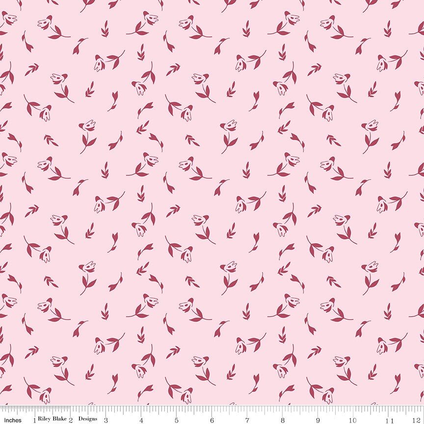 Petal Song 21 Piece Fat Quarter Bundle, Riley Blake FQ-13710-21, Mauve Gold Burgundy Floral Cotton Quilt Fabric, 18 x 22 Fabric Cuts