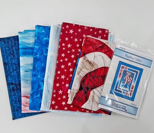 Rippling Colors Throw Quilt Kit, American Bald Eagle Patriotic Throw Quilt Kit, Northcott Patriot Kit, Bound to Be Quilting