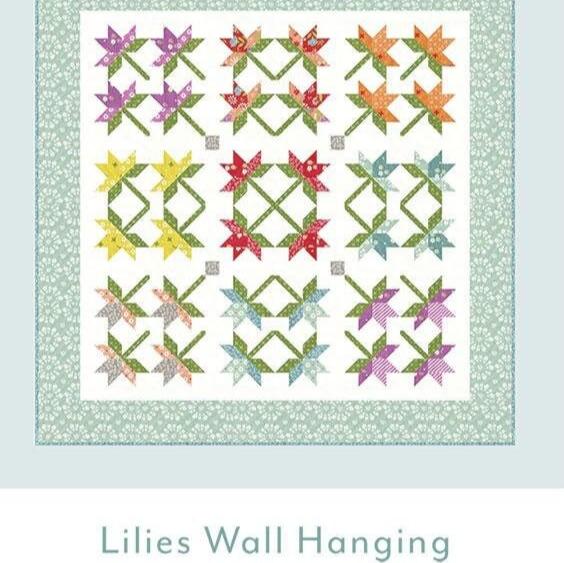 Lilies Wall Hanging Quilt Pattern, Quilting Life Design QLD233, Charm Square Friendly Wall or Table Quilt Pattern, Sherri McConnell