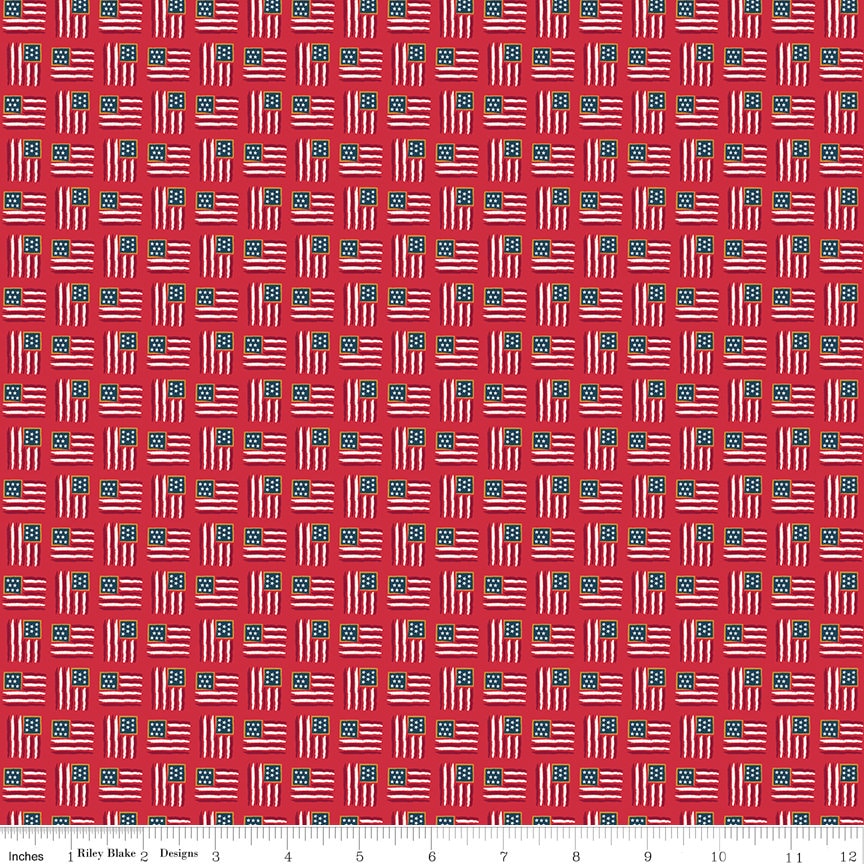 Sweet Freedom 5" Stacker, Riley Blake 5-14410-42, Red White Blue Patriotic Floral 5-Inch Precut Fabric Squares, Beverly McCullough