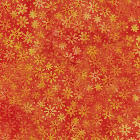 Daisy May Strip Pack, Island Batik, Batik Jelly Roll, 2.5" Precut Fabric Strips, Yellow Orange Turquoise Floral Batik Fabric Strips