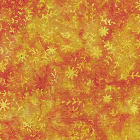 Daisy May Strip Pack, Island Batik, Batik Jelly Roll, 2.5" Precut Fabric Strips, Yellow Orange Turquoise Floral Batik Fabric Strips