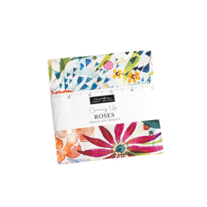 Coming Up Roses Charm Pack, Moda 39780PP, 5" Precut Watercolor Floral Fabric Squares, Bright Spring Charm Pack Fabric, Create Joy Project