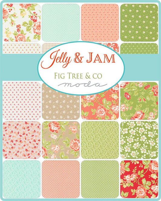 Jelly and Jam Charm Pack, Moda 20490PP, Precut 5" Summer Floral Charm Fabric Squares, Fig Tree