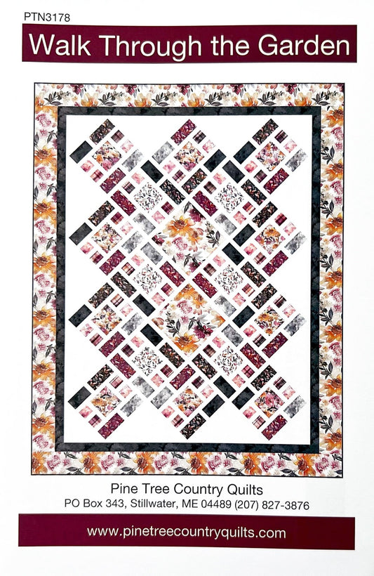 Walk Through the Garden Quilt Pattern, Pine Tree Country Quilts PTN3178, Yardage Friendly Throw Twin Quilt Pattern