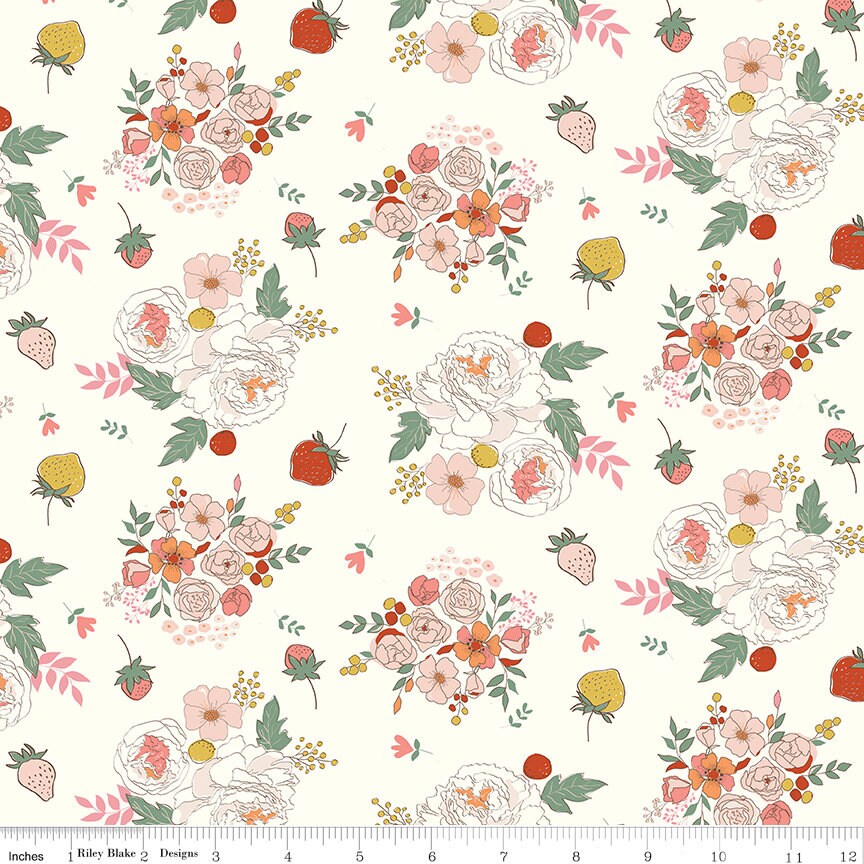 BloomBerry 5" Stacker, Riley Blake 5-14600-42, Precut Floral Quilt Fabric Squares, Minki Kim