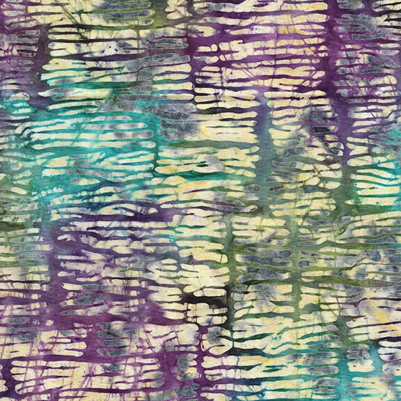 Lavendin Strip Pack, Island Batik, Batik Jelly Roll, 2.5" Precut Fabric Strips, Purple Green Beige Teal Abstract Batik Fabric Strips