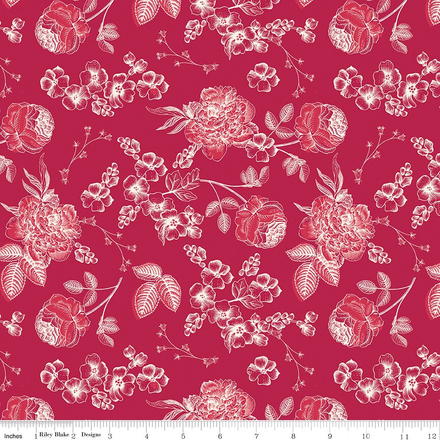 Heirloom Red 10" Inch Stacker, Riley Blake 10-14340-42, Red and Cream Quilt Fabric Squares, My Mind's Eye
