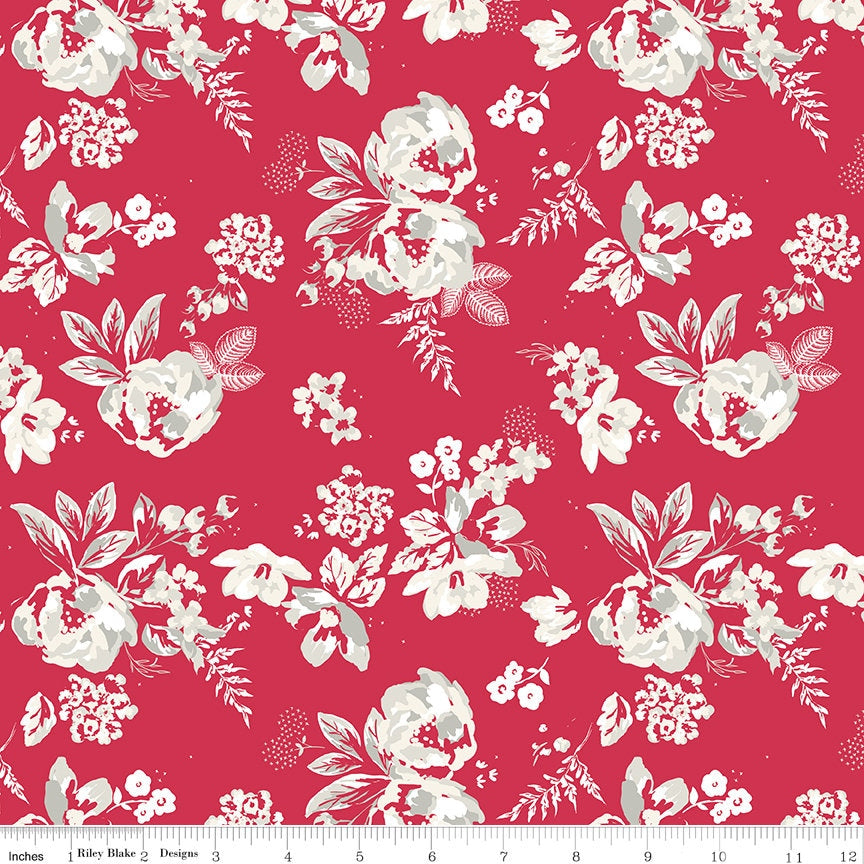 Heirloom Red 10" Inch Stacker, Riley Blake 10-14340-42, Red and Cream Quilt Fabric Squares, My Mind's Eye