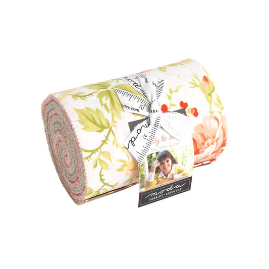 Jelly and Jam Dessert Roll, Moda 20490DR, 5" Precut Summer Floral Quilting Fabric Strips, Fig Tree Quilts