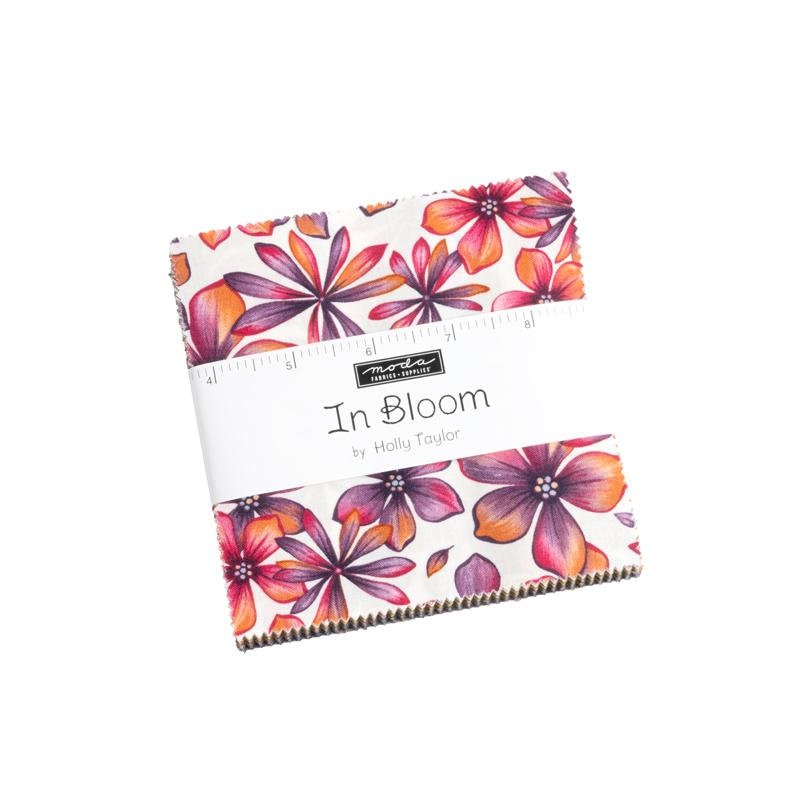 In Bloom Charm Pack, Moda 6940PP, Pink Purple Green Charm Pack Fabric, 5" Precut Fabric Quilt Squares, Holly Taylor