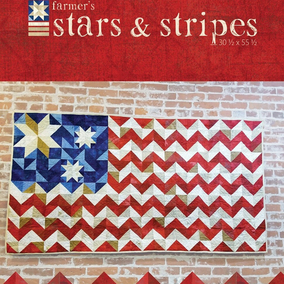 Farmer's Stars and Stripes Quilt Pattern, Farmer's Daughters Quilts FDQ-STARSTRIPE, Yardage Fat Quarter FQ Friendly Flag Quilt Pattern