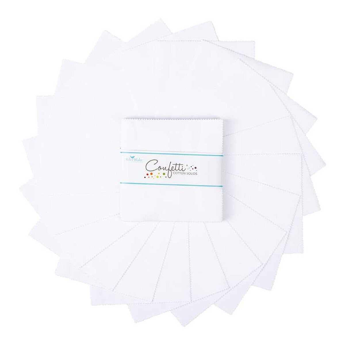 Confetti Cottons Riley White 5" Stacker, Riley Blake 5-120-RWHITE-42, 5" Precut Solid White Fabric Squares