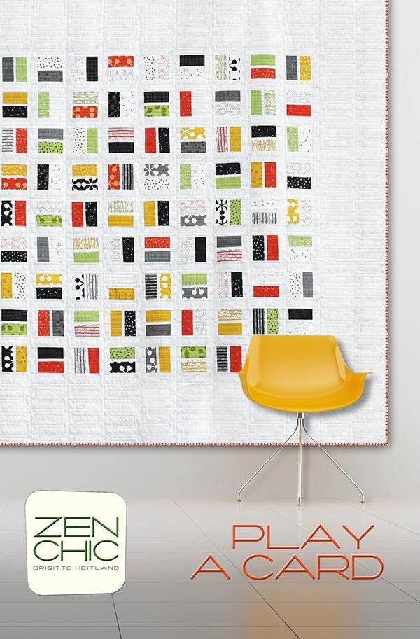 Play a Card Quilt Pattern, Zen Chic ZCPCQP, Charm Pack Friendly Modern Contemporary Square Throw Bed Quilt Pattern