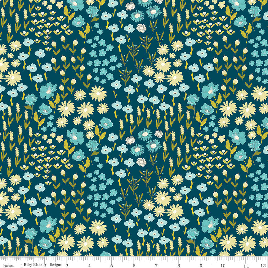 Feed My Soul Rolie Polie, Riley Blake RP-14550-40, 2.5" Precut Green Blue Red Floral Fabric Strips, Sandy Gervais
