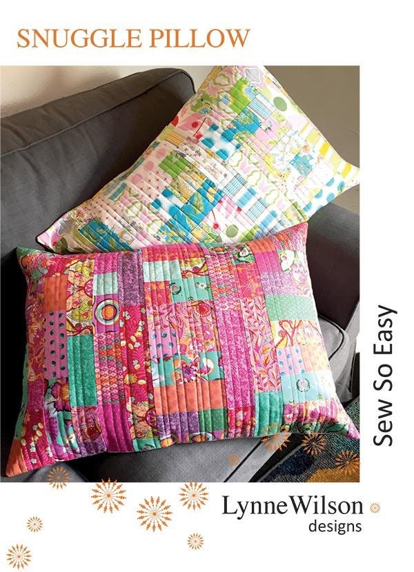 Snuggle Pillow Quilt Pattern, Lynne Wilson Designs LWD206, Junior Jelly Roll 2.5" Precut Strip Friendly Quilted Pillow Sham Pattern