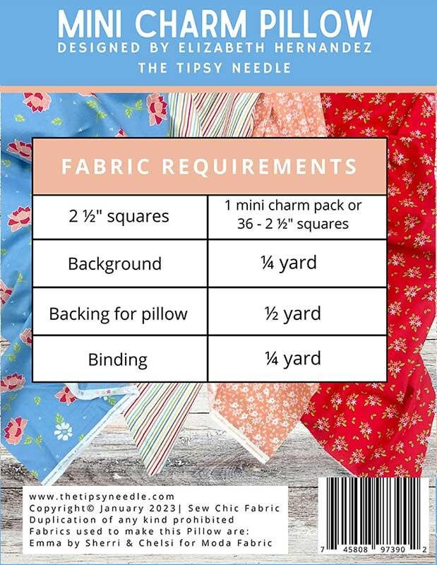 Shots - Mini Charm Pillow Pattern, The Tipsy Needle TTN118, Mini Charm Pack Friendly Pillow Cover Quilt Pattern, Elizabeth Hernandez