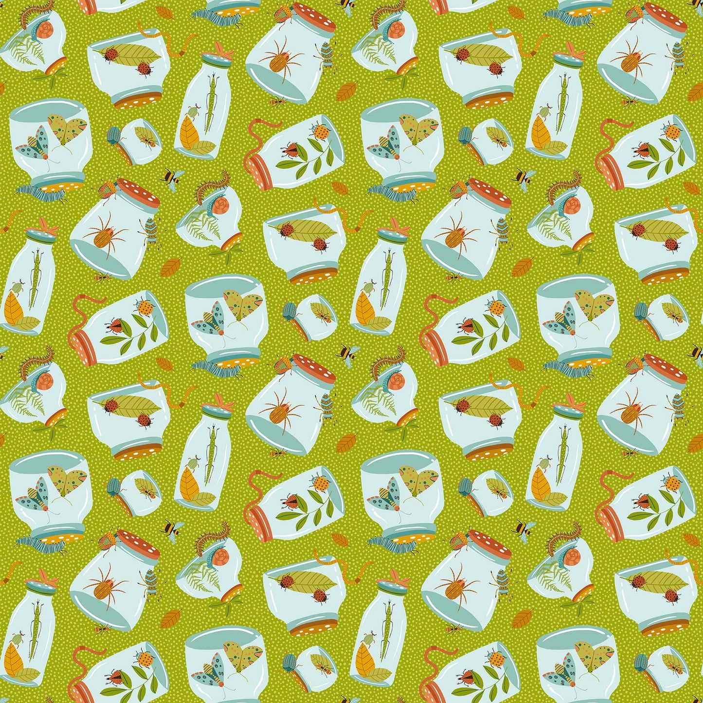 Backyard Bug Collector Tiles, Northcott TBACKY42-10, 10" Precut Juvenile Novelty Bugs Cotton Quilt Fabric Squares, Deborah Edwards