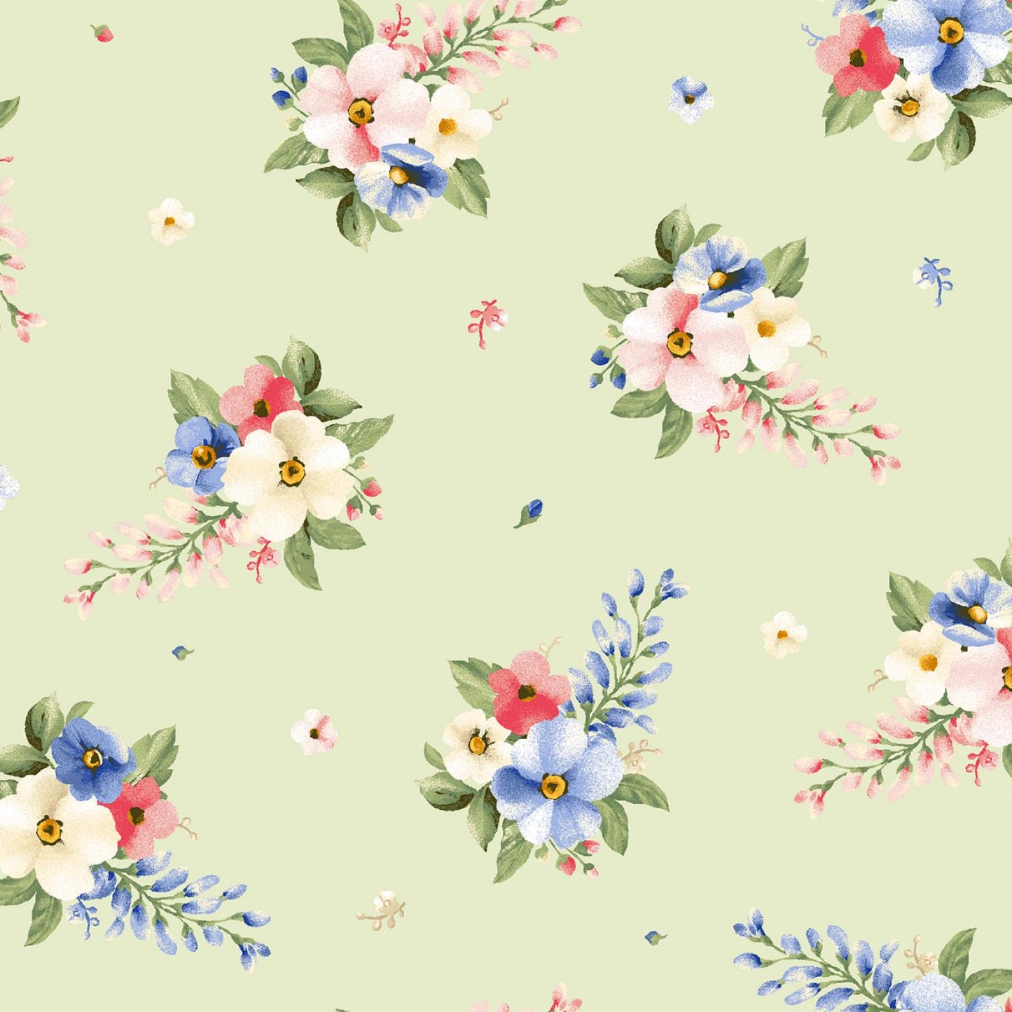 Windflower 5" Charm Pack, Maywood Studio CP-MASWIFL, 5" Precut Pink Blue Green Floral Charm Pack Fabric Squares