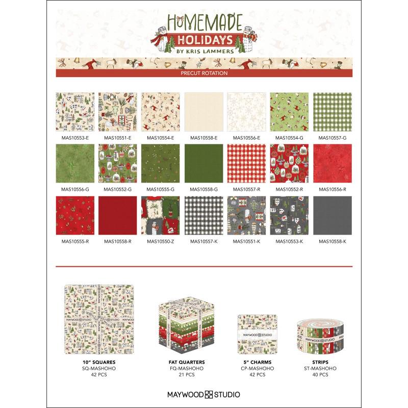 Homemade Holidays 2.5" Strips, Maywood Studio ST-MASHOHO, 2.5" Christmas Xmas Precut Fabric Strip Roll, Kris Lammers