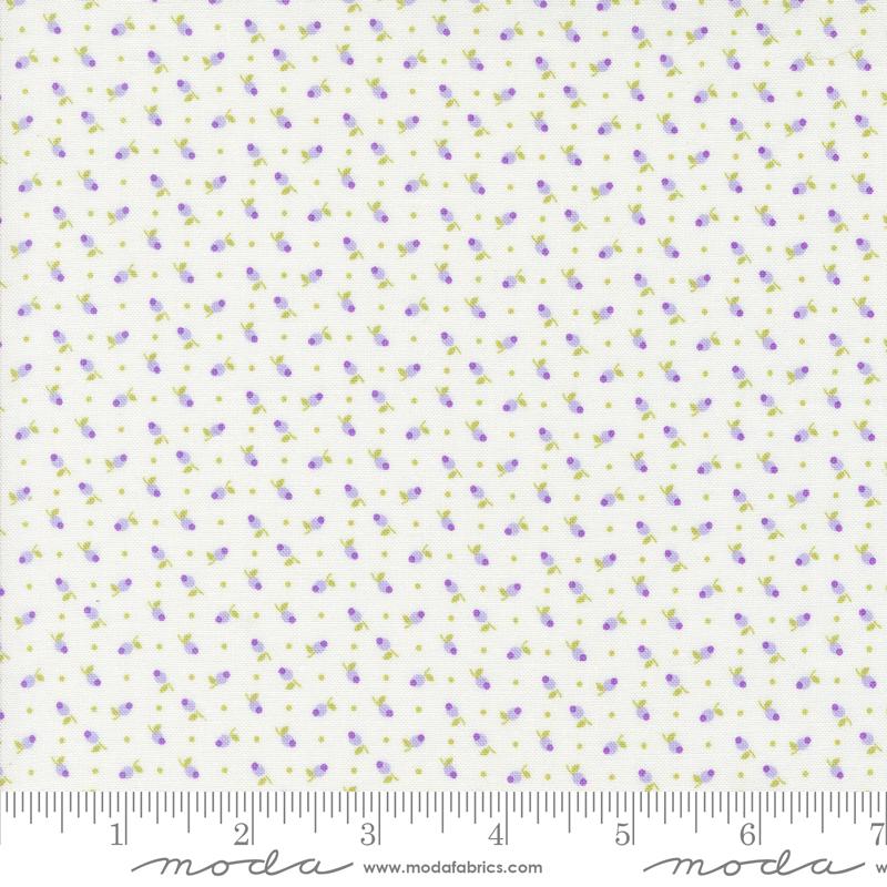 Georgia - Tiny Lavender Rosebuds on Off White Fabric, Moda 18772 11, Lavender Flower Buds on Off White Fabric, Brenda Riddle, By the Yard