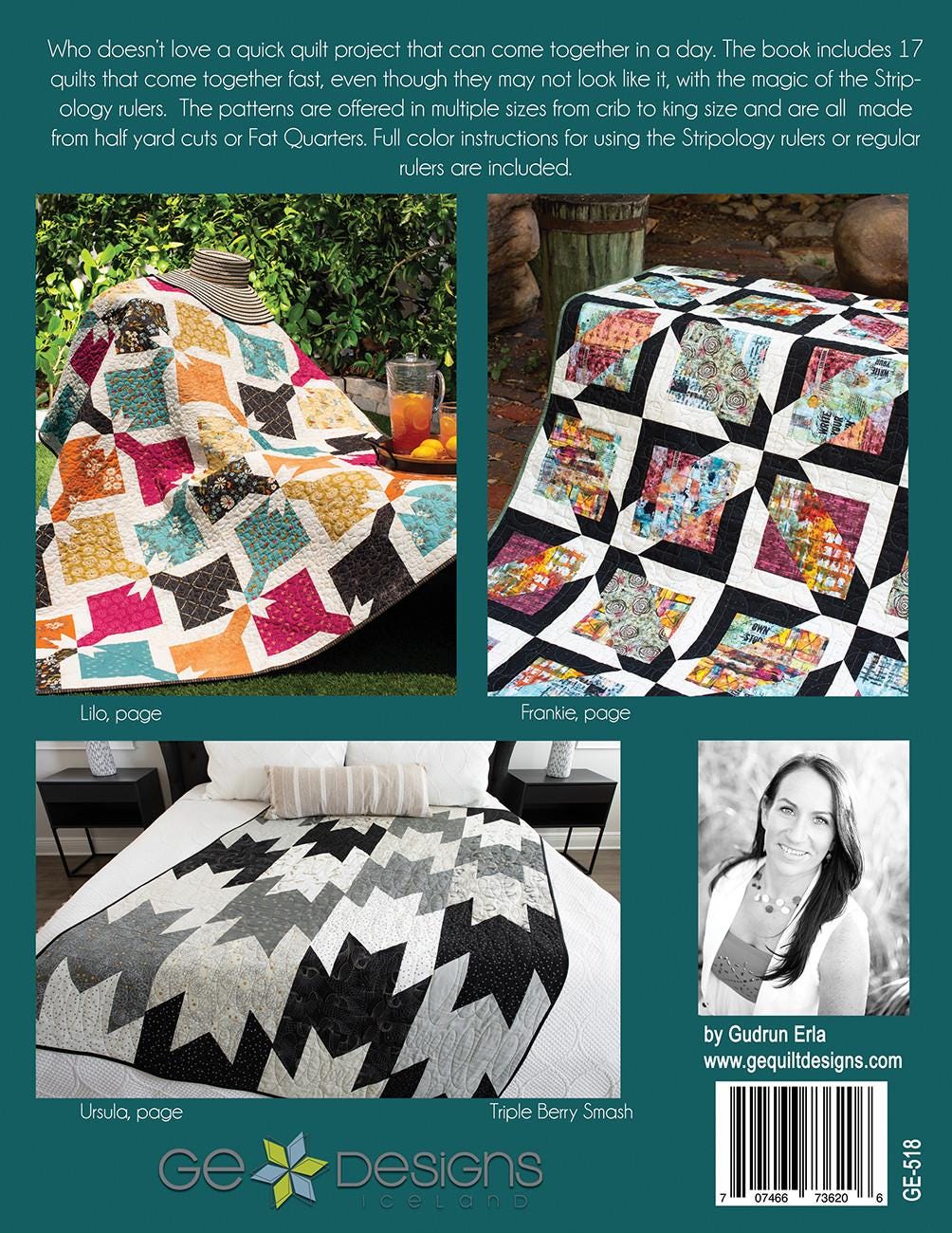 Stripology Quickies Quilt Patterns Book, GE Designs GE518, 17 Fast and Easy Quilt Projects Book, Fat Quarter FQ Half Yard Friendly