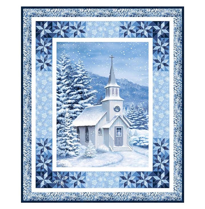 Starry Sky 24" Panel Frame Quilt Pattern, Tourmaline and Thyme PTN3225, Panel Friendly Star Border Wall Hanging Quilt Pattern