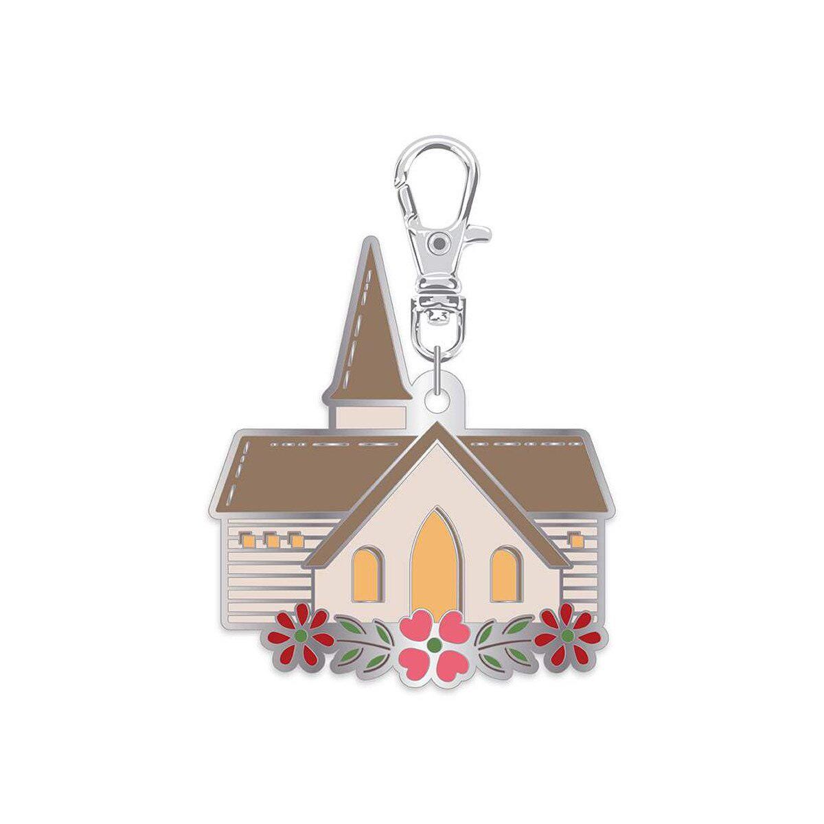 Happy Charms - Chapel Church Zipper Pull Keychain Charm, Riley Blake ST-36030, Sewing Quilting Notions, Chapel Enamel Charm Pull