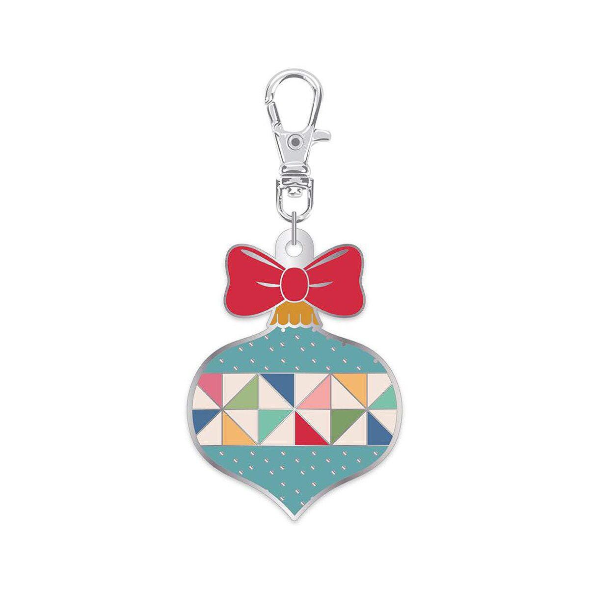 Happy Charms - Christmas Ornament Zipper Pull Keychain Charm, Riley Blake ST-36031, Sewing Quilting Notions, Xmas Ornament Enamel Charm Pull