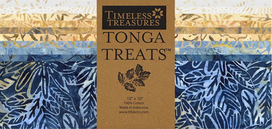 Moonlit Batik 10" Squares, Timeless Treasures Treat-Square42 Moonlit, 10" Precut Blue Tan Cream Batik Quilt Fabric Squares