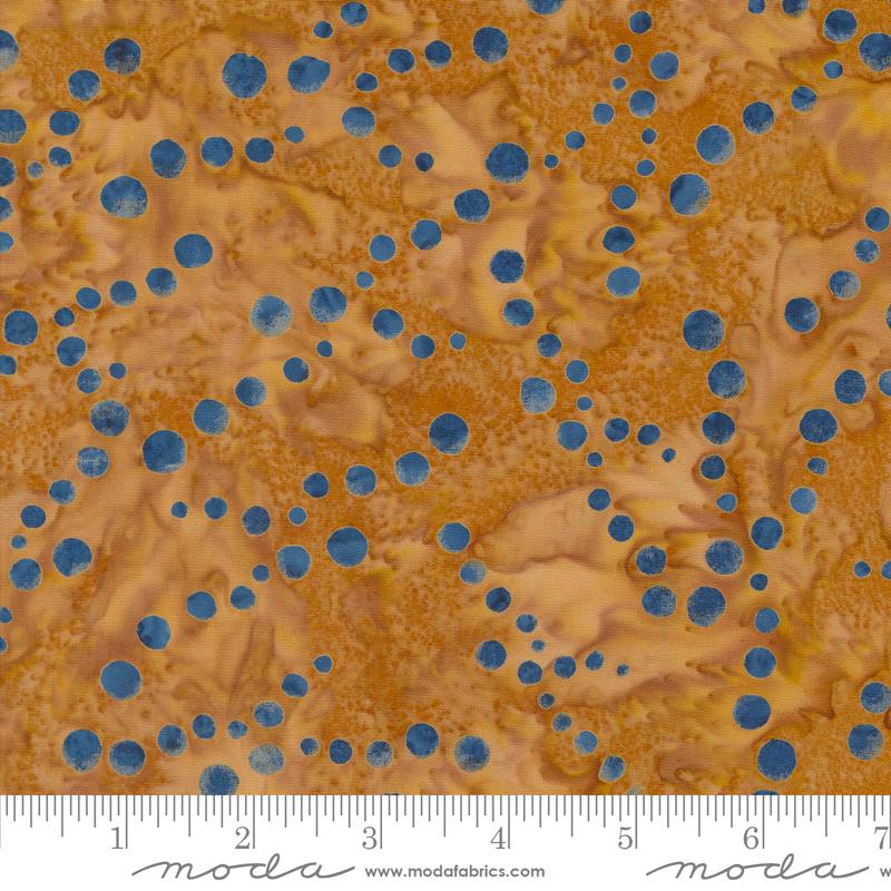 Blue Ridge Batiks - Navy Blue Dots on Rust Batik Fabric, Moda 4367 15, Polka Dots Geometric Batiks, By the Yard