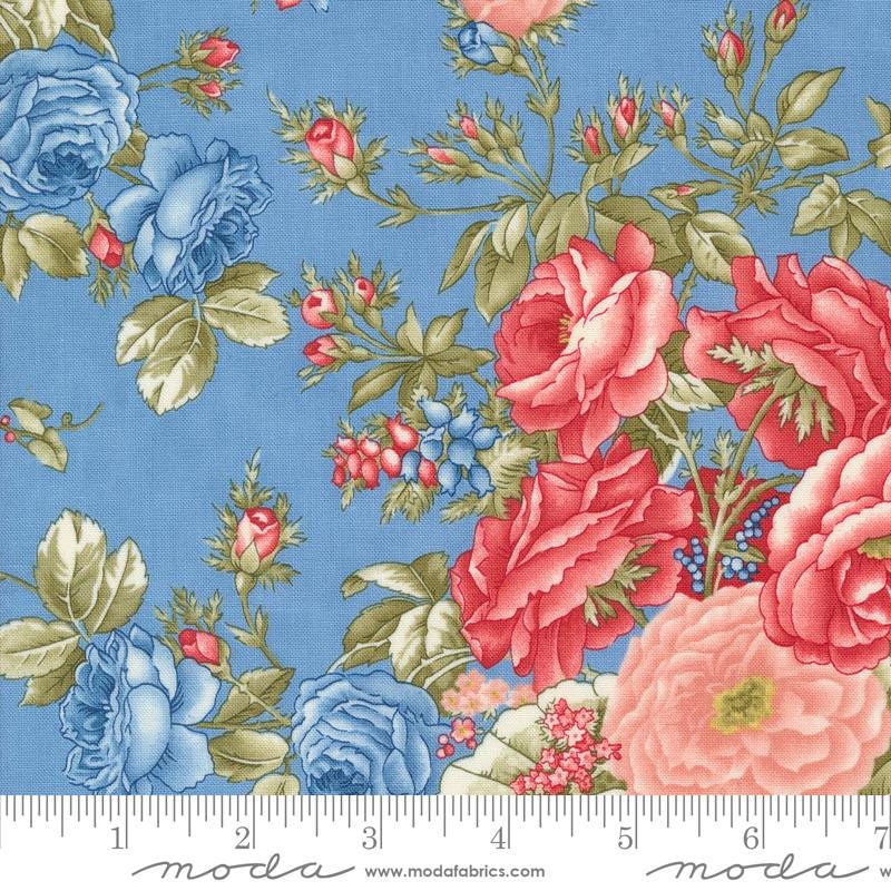 Grand Haven Layer Cake, Moda 14980LC, 10" Precut Floral Red Pink Blue Patriotic Fabric Squares, Minick and Simpson