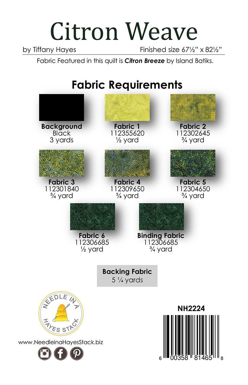 Citron Weave Quilt Pattern, Needle Hayes Stack NH2224, Yardage Friendly Modern Chevron Throw Quilt Pattern, Tiffany Hayes