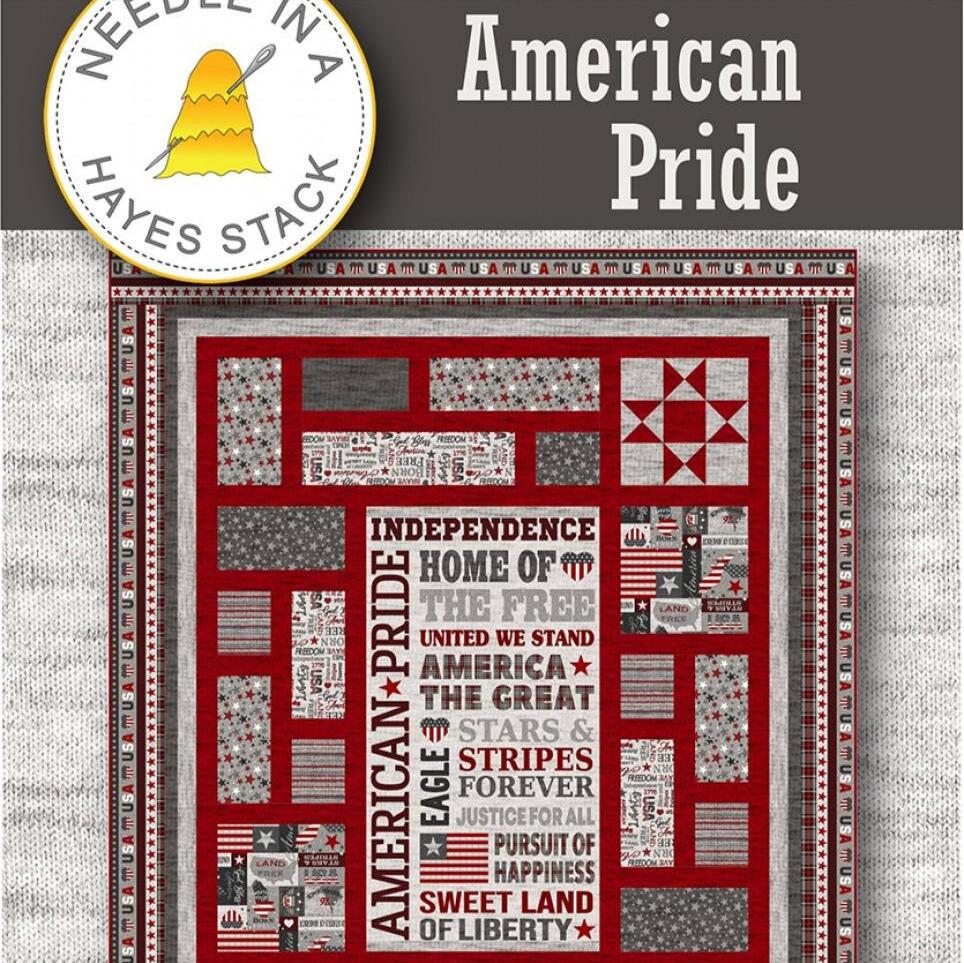 American Pride Quilt Pattern, Needle in a Hayes Stack PTN2756, 24" Fabric Panel Friendly Throw Quilt Pattern, Panel Frame Pattern