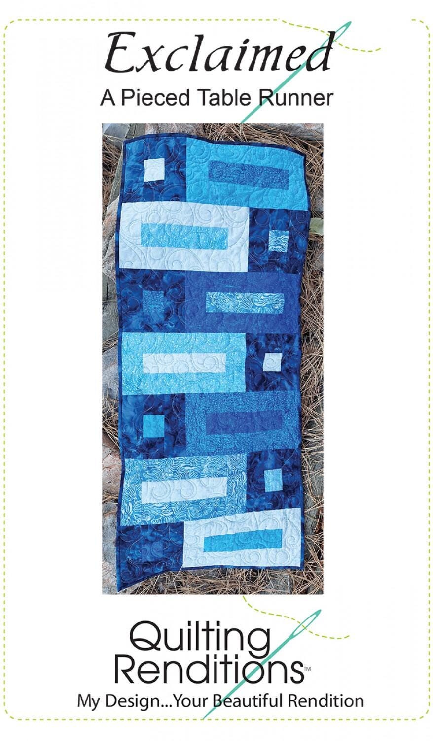 Exclaimed Table Runner Quilt Pattern, Quilting Renditions QR1268, 2.5" Strip Scrap Eighth Yard Friendly Table Quilt Pattern