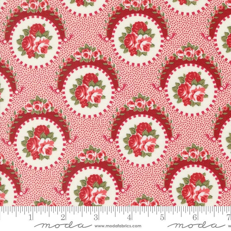 Grand Haven Layer Cake, Moda 14980LC, 10" Precut Floral Red Pink Blue Patriotic Fabric Squares, Minick and Simpson