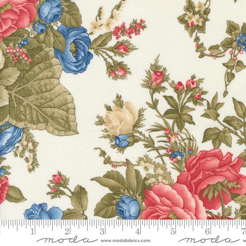 Grand Haven Layer Cake, Moda 14980LC, 10" Precut Floral Red Pink Blue Patriotic Fabric Squares, Minick and Simpson