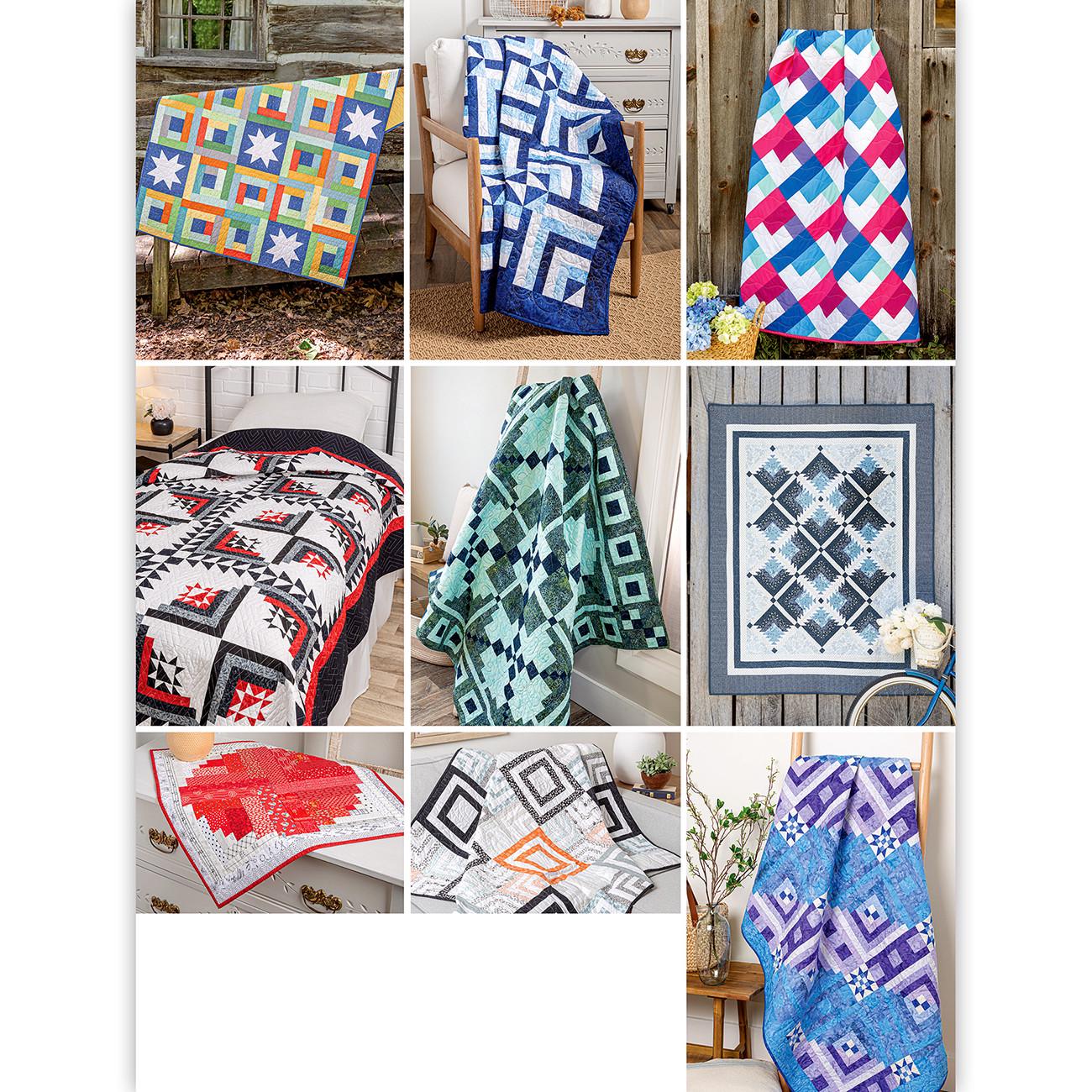 Creative Log Cabin Quilts Pattern Book, Annie's Quilting 1414971, 10 Log Cabin Variation Quilt Projects, Bed Throw Table Quilt Patterns